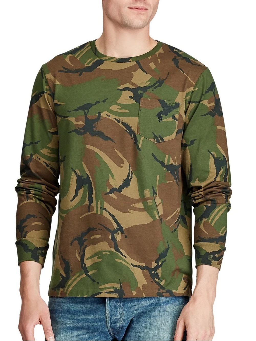 Polo Ralph Lauren Men’s Camo Long-Sleeve Pocket Tee - Green/Brown. Size 4X big